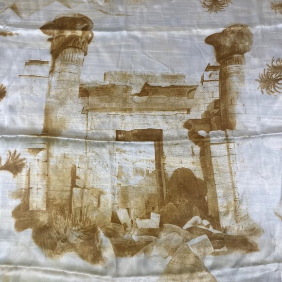 Escada Egyptian Pyramid Scarf 70"x33" Egypt Sphinx Pharoah - Picture 2 of 6